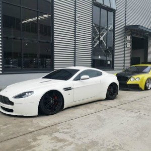 White Aston Martin Bagged Slouch Effect
